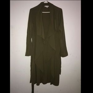Olive green waterfall duster